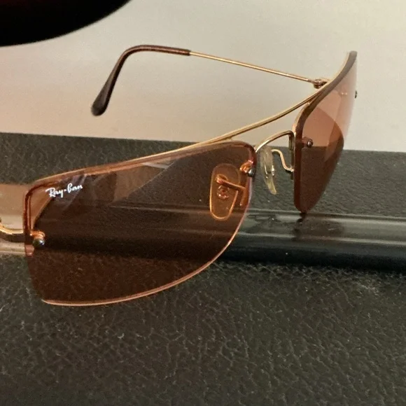 RAY-BAN Vintage Square RB3158 Unisex Orange Tinted Sunglasses - Picture 1 of 16